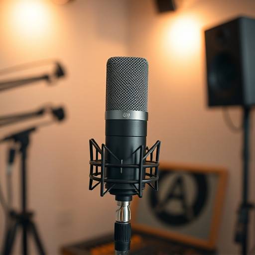 Um microfone de alta qualidade no Estüdio Melodia da Mata