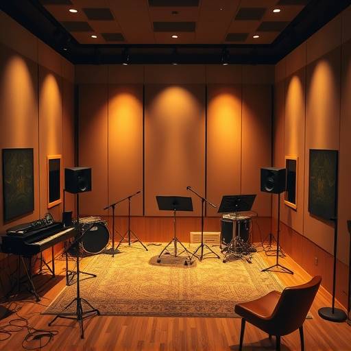 Visão geral da sala de gravaäão do Estüdio Melodia da Mata